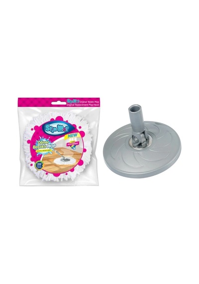 Spin Mop Döner Başlıklı Mikrofiber Mop Yedek Beyaz + Yedek Palet