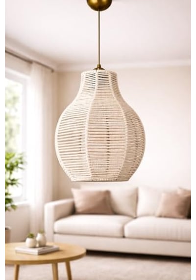 El Yapımı Tekli Sarkıt Avize 65x25 Cm Modern Dekoratif Tavan Lambası, Handmade Pendant Light, E27 Uyumlu, Salon Diğer