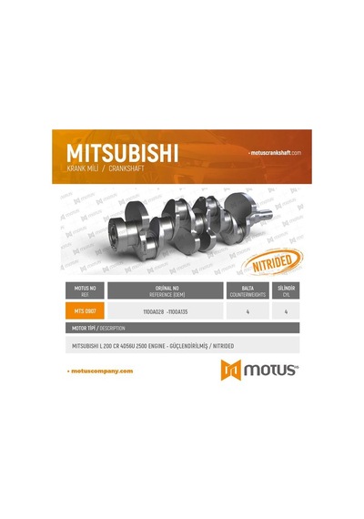 Motus 907 Krank Mılı Mıtsubıshı L200 Cr 2006 4d56u Motor
