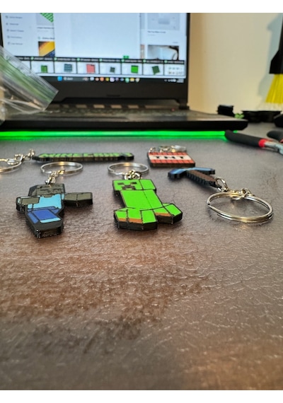 Creeper Tnt Zombie Figürlü Pixel Minecraft Oyun Temalı 5li Anahtarlık Seti Çanta Süsü Charm
