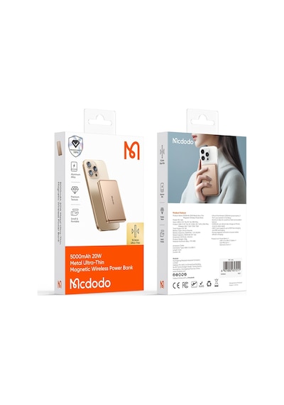 Mcdodo Mc-4642 5000mah 20w Metal Ultra İnce Kablosuz Powerbank Gold