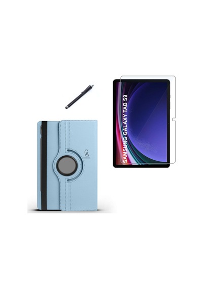 Samsung Galaxy Tab S9 Sm-x710 Kılıf Birebir Uyumlu Dönebilen Kılıf + Ekran Koruyucu + Kalem