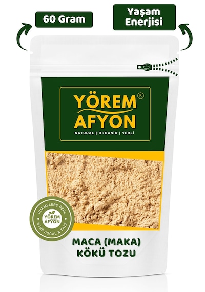 Yörem Afyon And Dağlarının Süper Kahramanı 4500 Rakım Hakiki Peru Maca Maka Kökü Tozu Lepidium Meyenii 60g