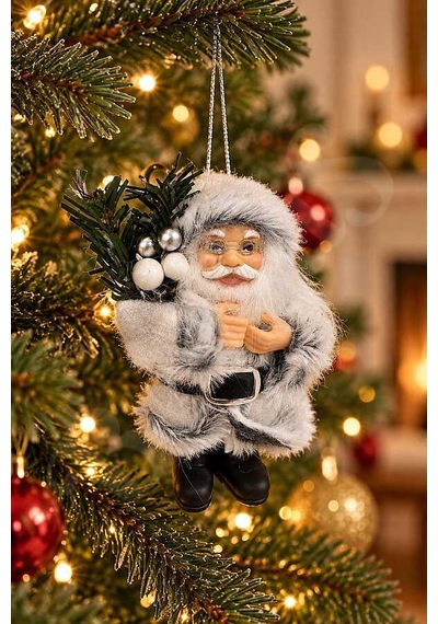 Yılbaşı Ağacı Süsü Beyaz Noel Baba 13 Cm Diğer