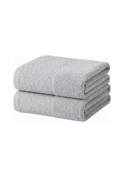 2'li Büyük Boy Banyo Havlusu 90x150 Cm %100 Pamuk Siena Collection 650 Gr Açık Gri