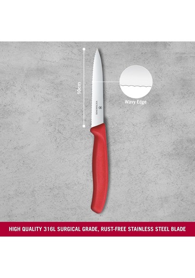 Victorinox 6.7731.c1 Swiss Classic 10cm Tırtıklı Soyma Bıçağı, Kırmızı Çok Renkli