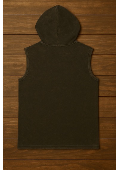 Technomonkey Siyah Erkek Kapüşonlu Antrenman Sporcu Atleti Oversize Yıkamalı Rockthatbody Baskılı Kolsuz T-shirt