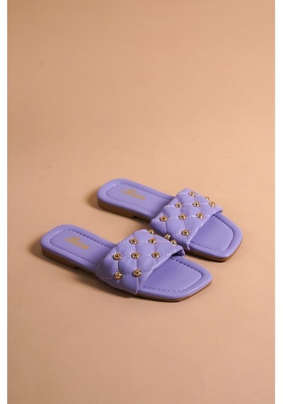 Munora Butik Zımba Detaylı Lila Terlik Lila Lila