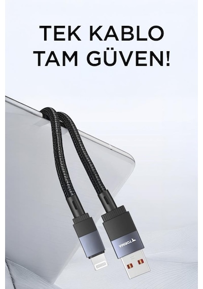 Torima U18 Usb İle Lightning Şarj Ve Data Kablosu Siyah