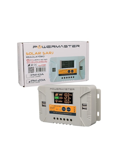 Powermaster Pm-20a 12v-24v 20 Amper 4 Usb Çıkışlı Dijital Ekranlı Solar Şarj Regülatörü