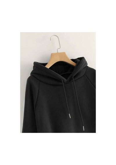 Blackjack Giyim Blackjackgiyim Unisex Düz Siyah Kapşonlu Sweatshirt siyah