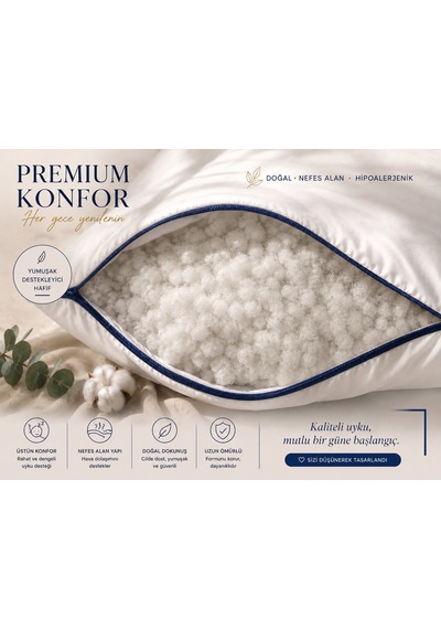 Biyeli Yastık Lacivert Serisi 900 Gr Silikon Boncuk Elyaf Dolgulu 50 x 70 CM