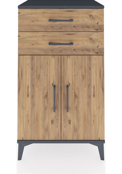 Hyperion Komodin Tek Raflı 2 Çekmeceli 2 Kapaklı 60x44x106 An... Antrasit