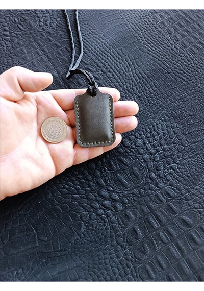 Küçük Dörtgen Cevşen Dualı Kolye Muska Hakiki Deri Yeşil 23032620