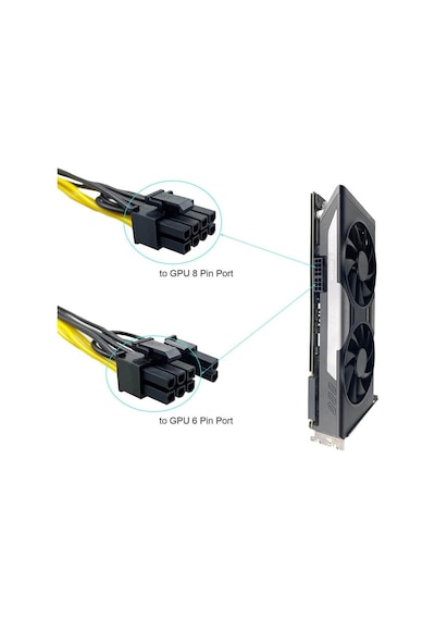 2 Adet - Pci-e 8 Pin 6+2 Pci-e Ekran Kartı Power Güç Çevirici Dönüştürücü Adaptör