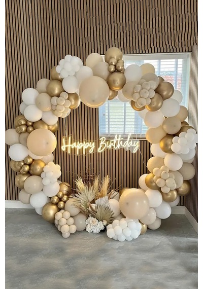 Beysüs Balon Zinciri Seti 67 Parça Soft Renkler Gold Krom Deniz Kumu Mat Beyaz Zincir Ve Balon Bandı Karışık