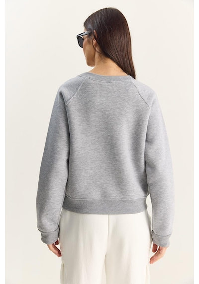 Shade Kadın Reglan Kol Oversize Sweatshirt 60283859 - Gri Melanj