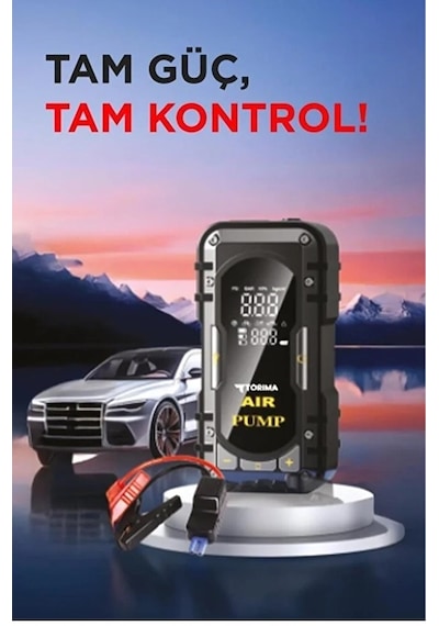 8000 Mah Taşnabilir Dijital Ekranlı Araç Akü Takviyeli,powerbank,ışıklı Oto Hava Kompresör 1
