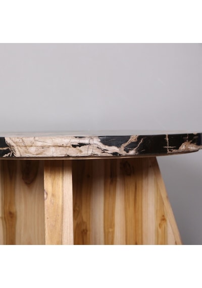 Nurıa Fosil Ağaç & Teak Sehpa 60x37x60 Cm Bej
