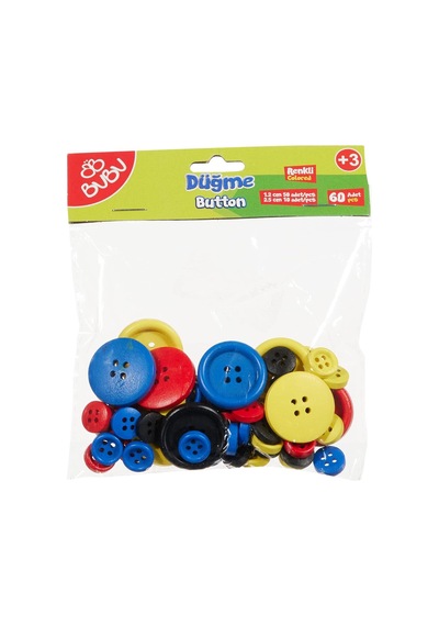 Bu-bu Düğme 1,2cm 50 Adet - 2,5cm 10 Adet 60'li Renkli