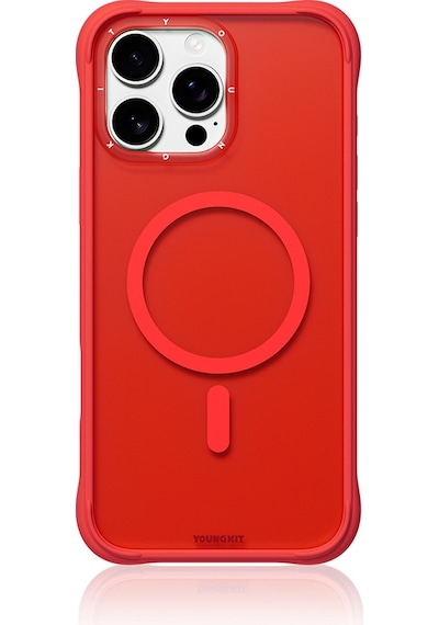 Apple Uyumlu iPhone 16 Pro Kılıf M-safe Şarj Özellikli Youngkit Macaroon Serisi Kapak Kırmızı