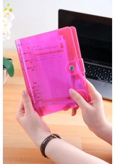 Birikim Ajandası - Bütçe Planlayıcı Cüzdan Pembe, Gümüş Mekanizma Çok Renkli