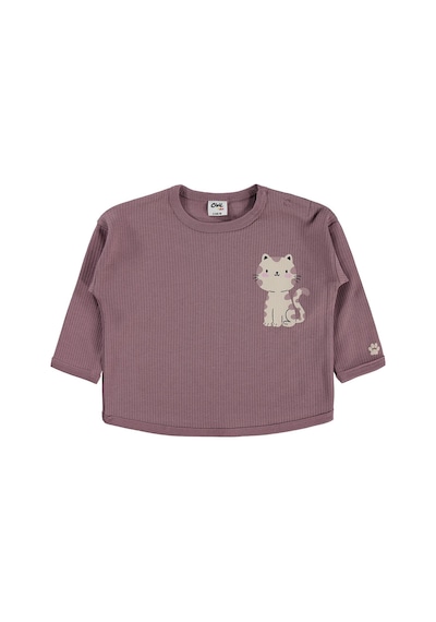 Civil Baby Oturan Kedi Baskılı 6-18 Ay Sweatshirt - Kahverengi