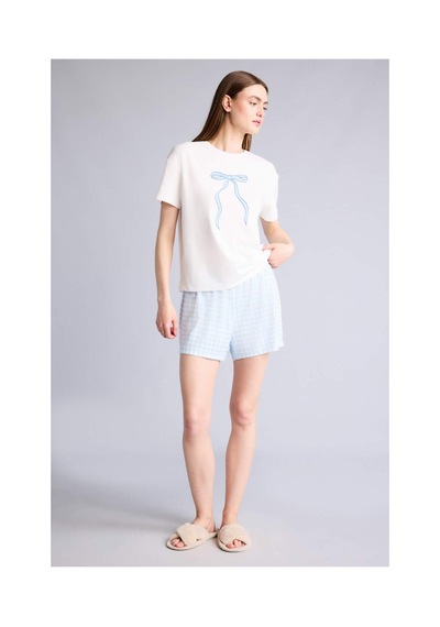 Defacto Regular Fıt Kısa Kollu 2li Softshell Şort Tişört Pijama Takım H7073ax26smbe745 Mavi-be745 Defacto Regular Fıt Kısa Kollu 2li Softshell Şort Tişört Pijama Takım H7073ax26smbe745 Mavi-be745