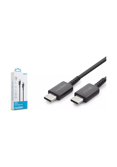 Nodar Nd1101 Type-c To Type-c Kablo 25w 1 Metre Hızlı Şarj Siyah