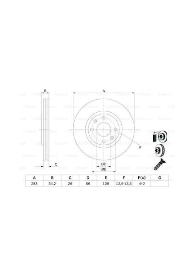 Citroen Berlingo Ön Fren Diski 1.6 Hdi 283 Mm Bosch