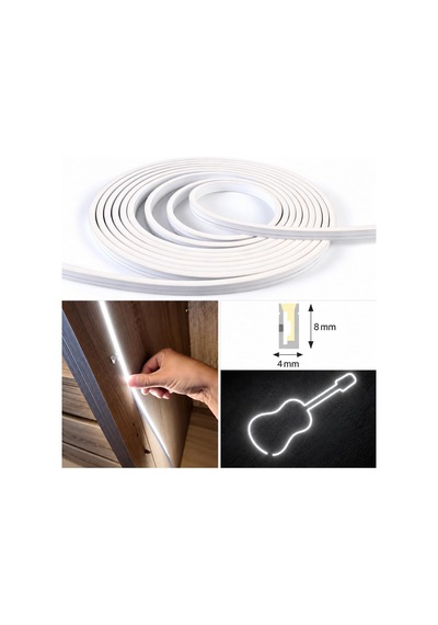 Tr İnce Neon Led Şerit 5 Metre, 4 8 Mm, 6000k Beyaz Işık, Dc 24v, Ip67, Esnek Dekoratif Aydınlatma