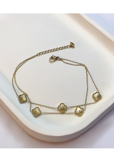 Kadın Gold Renk Yonca Model Çelik Halhal