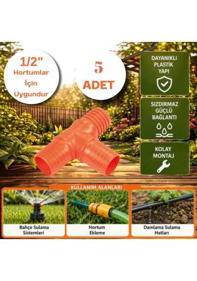 Dalyan Bahçe Hortum Bağlantı Aparatı Te 1/2" 5 Adet