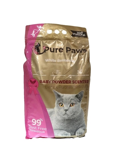 Pure Paws Bebek Pudra Kokulu Topaklaşan Bentonit Kedi Kumu 10 L