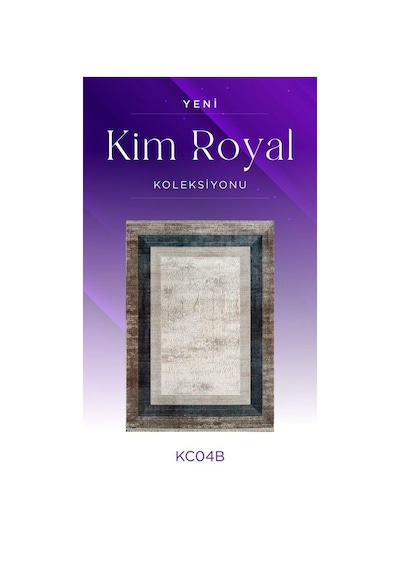 Royal Halı Kim Royal Kc04b Vizon Lacivert Akrilik Yumuşak Dokulu Modern Çerçeveli Halı Antrasit Gri