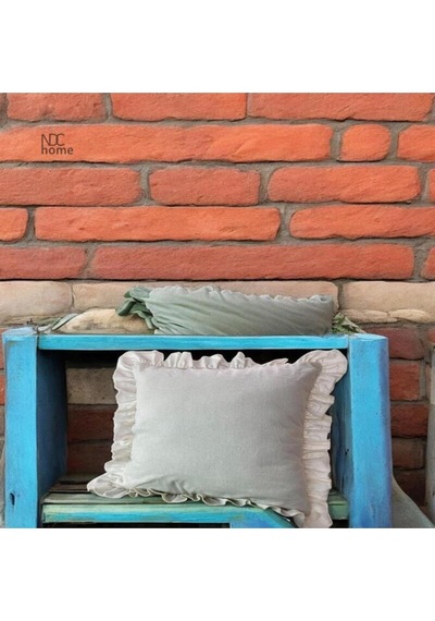 Dnc Home Tekstil Ndchome Ham Keten Krem Fırfırlı Kırlent Kırlent Kılıfı 43 X 43
