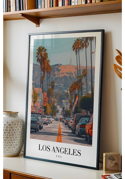 Los Angeles Usa Vintage Seyahat Posteri Çerçeveli Tablo - Premium Hollywood Hills Elit Duvar Dekoru Siyah Los Angeles Usa Vintage Seyahat Posteri Çerçeveli Tablo - Premium Hollywood Hills Elit Duvar Dekoru Siyah