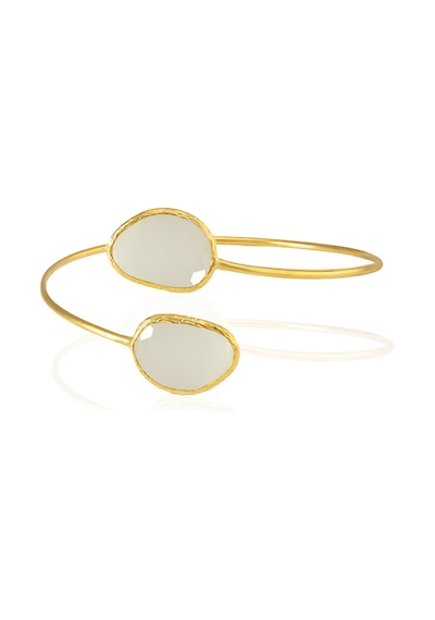 Kadir Jewellery 22 Ayar Altın Kaplama Zirkon Taşlı Ayarlanabilir Trend Bilezik Beyaz