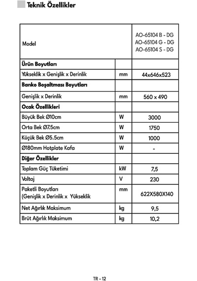 Vestel AO-65104 G-DG Ankastre Ocak