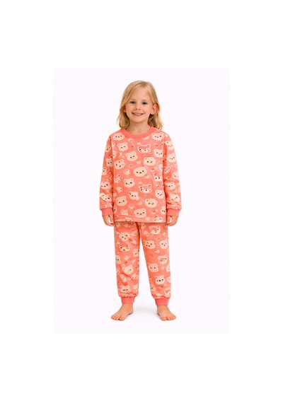 Seçkin Baby Ayı Ve Tilki Desenli Kız Çocuk Pijama Takımı Turuncu