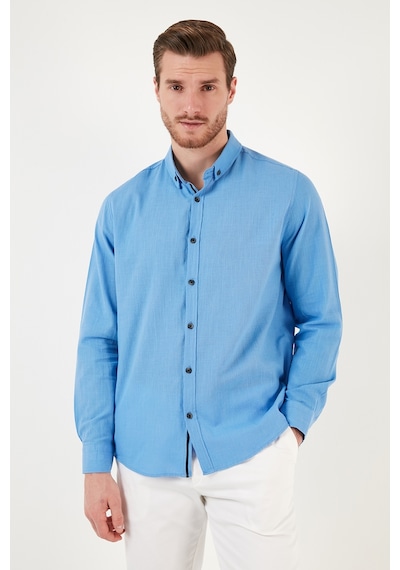 Buratti Pamuklu Regular Fit Düğmeli Yaka Erkek Gömlek Cf20S111871 Koyu Mavi