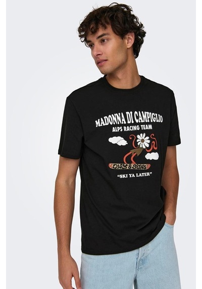 Only & Sons Onslogan Lıfe Reg Funny Ss Tee Tişört 22028178 Siyah 001