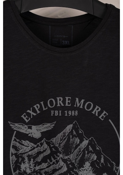 Sıfır Yaka Büyük Beden Baskılı Penye Erkek T-Shirt Çok Renkli