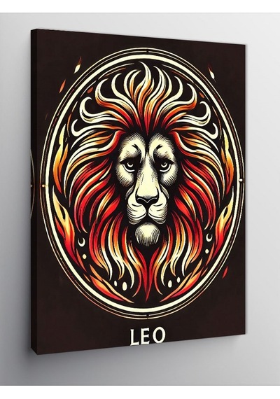 Kanvas Tablo Aslan Ve "leo" Burcu Simgesi 70cmx100cm
