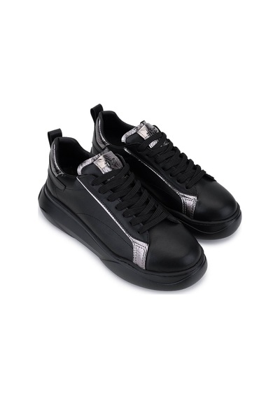 Tamer Tanca Kadın Suni Deri Siyah/antrasit Sneakers & Spor Ayakkabı 1009 2200 Bn Ayk Sk25-26 Sıyah/antrasıt Siyah