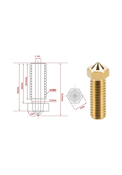 Koodmax 2 Adet 3d Yazıcı Extruder M6 Filament 1.75mm / 0.2mm Baskı Kafası Volkan Nozzle