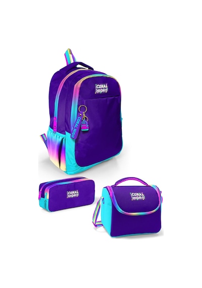 Coral High Kids Rainbow Fermuarlı Mor 3 Lü Okul Çanta Seti Set0123662