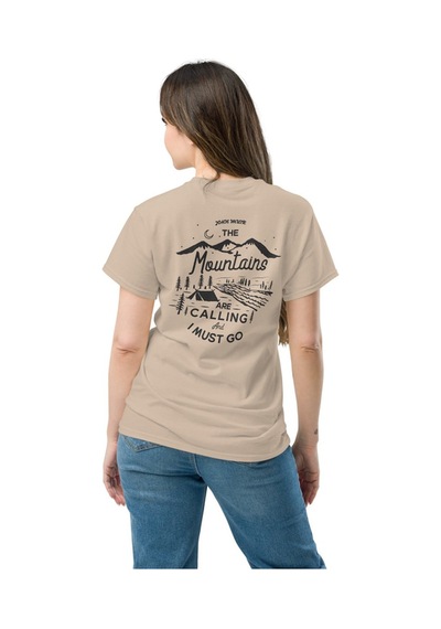 Wildstyle The Mountains Are Calling I Must Go Dağcı Baskılı Unisex Pamuklu Tişört Camel