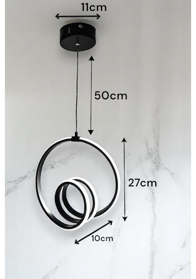 Kumandalı 3 Renk Işıklı Modern Sarkıt Led Avize Ledli Avize Antre Siyah