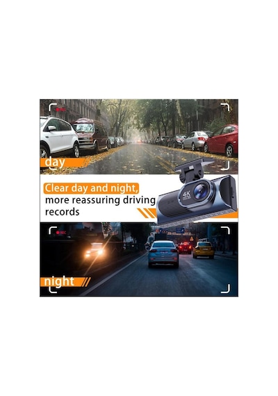 Çift Lensli Ultra Hd 4k Araç İçi Kamera Geniş Açı Wifi Uygulama Kontrolü Döngüsel Kayıt Gece Görüşlü